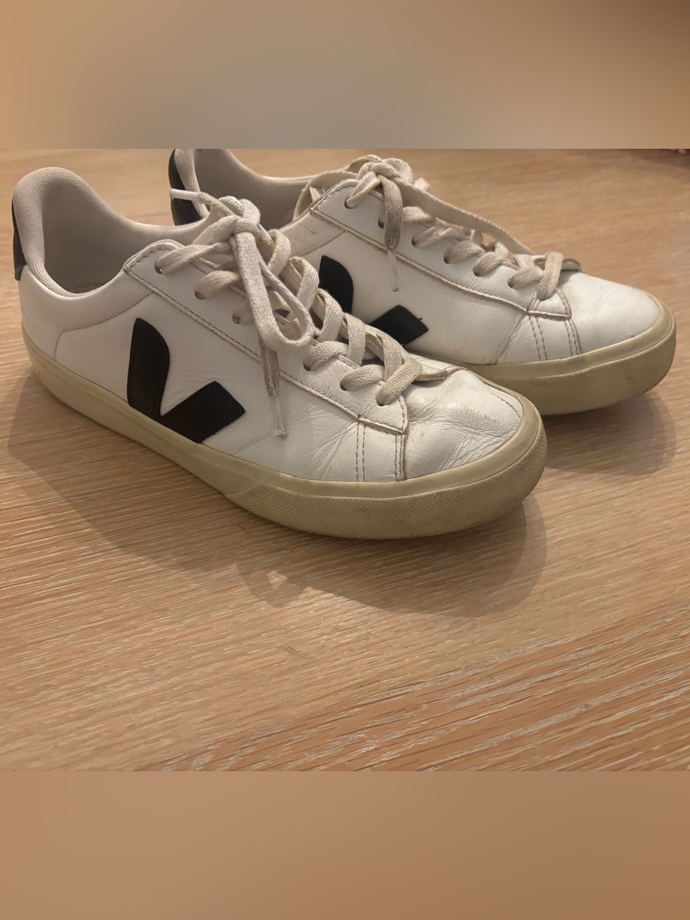 Veja White Sneakers with Black 'V' Logo -8